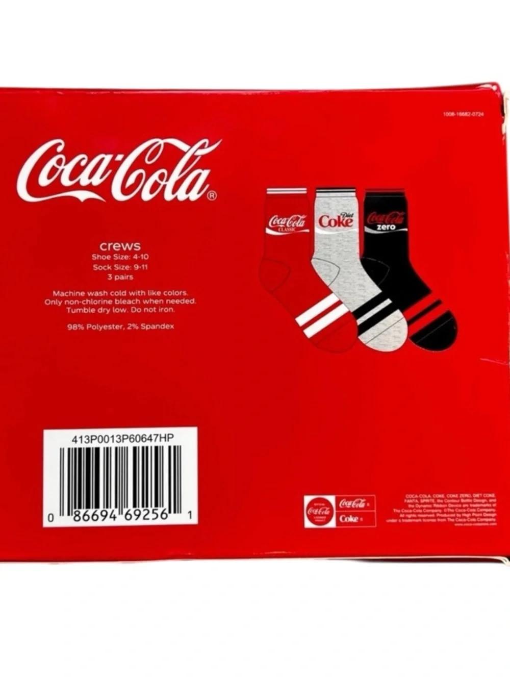 COCA COLA Crew Socks 3 Pack Gift Box Classic Diet Coke Zero NWT Size 4 -10